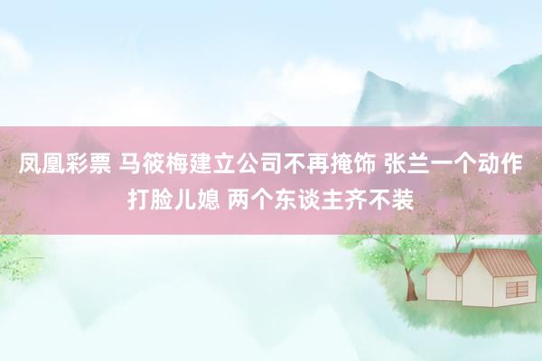 凤凰彩票 马筱梅建立公司不再掩饰 张兰一个动作打脸儿媳 两个东谈主齐不装