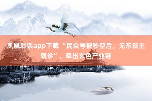凤凰彩票app下载 “民众号被秒空后，无东谈主就诊”，牵出玄色产业链