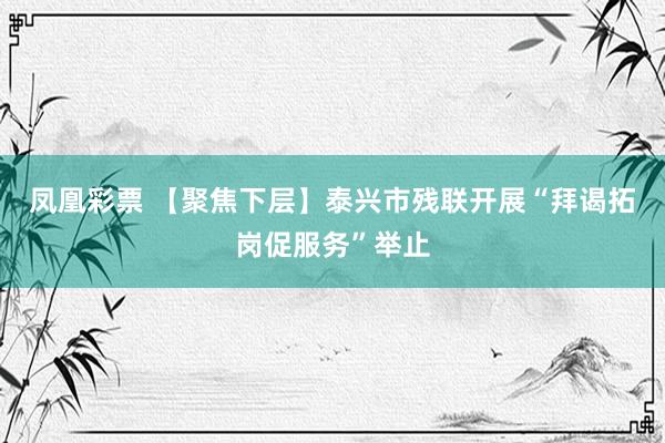 凤凰彩票 【聚焦下层】泰兴市残联开展“拜谒拓岗促服务”举止