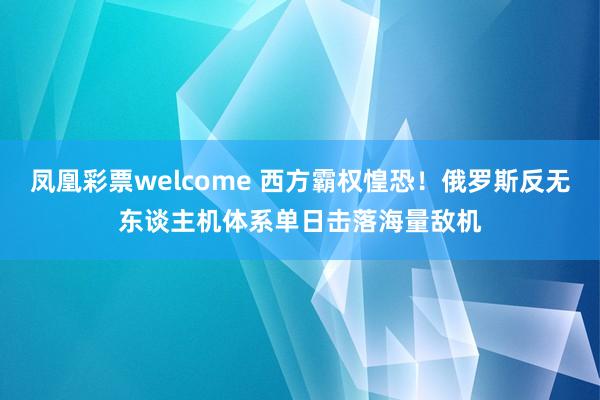 凤凰彩票welcome 西方霸权惶恐！俄罗斯反无东谈主机体系单日击落海量敌机