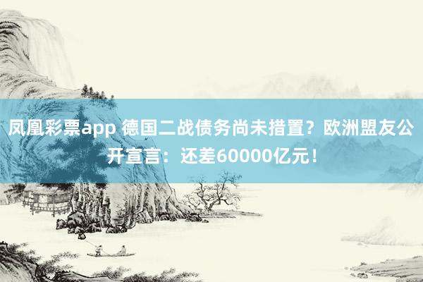 凤凰彩票app 德国二战债务尚未措置？欧洲盟友公开宣言：还差60000亿元！