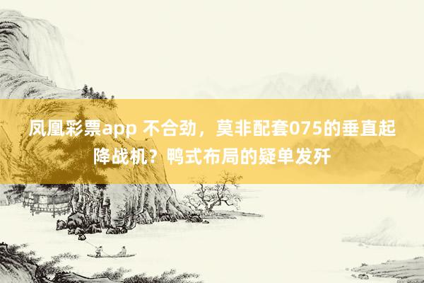 凤凰彩票app 不合劲，莫非配套075的垂直起降战机？鸭式布局的疑单发歼