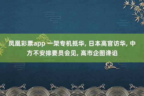 凤凰彩票app 一架专机抵华, 日本高官访华, 中方不安排要员会见, 高市企图谗谄