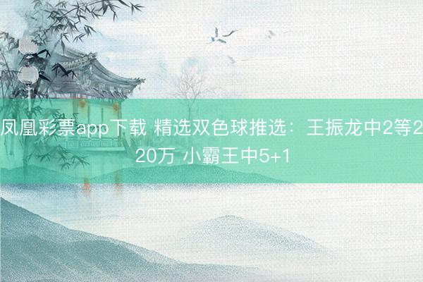 凤凰彩票app下载 精选双色球推选：王振龙中2等220万 小霸王中5+1