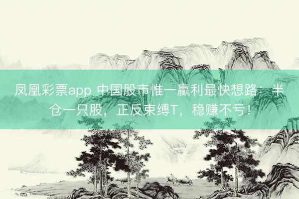 凤凰彩票app 中国股市惟一赢利最快想路：半仓一只股，正反束缚T，稳赚不亏！
